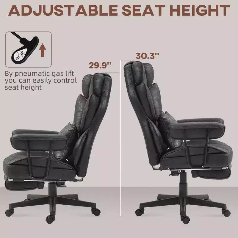 Massage Executive Office Chair with Footrest, Lumbar Support & Reclining