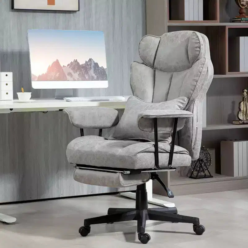 Massage Executive Office Chair with Footrest, Lumbar Support & Reclining