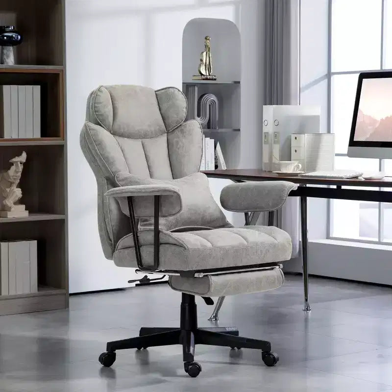 Massage Executive Office Chair with Footrest, Lumbar Support & Reclining