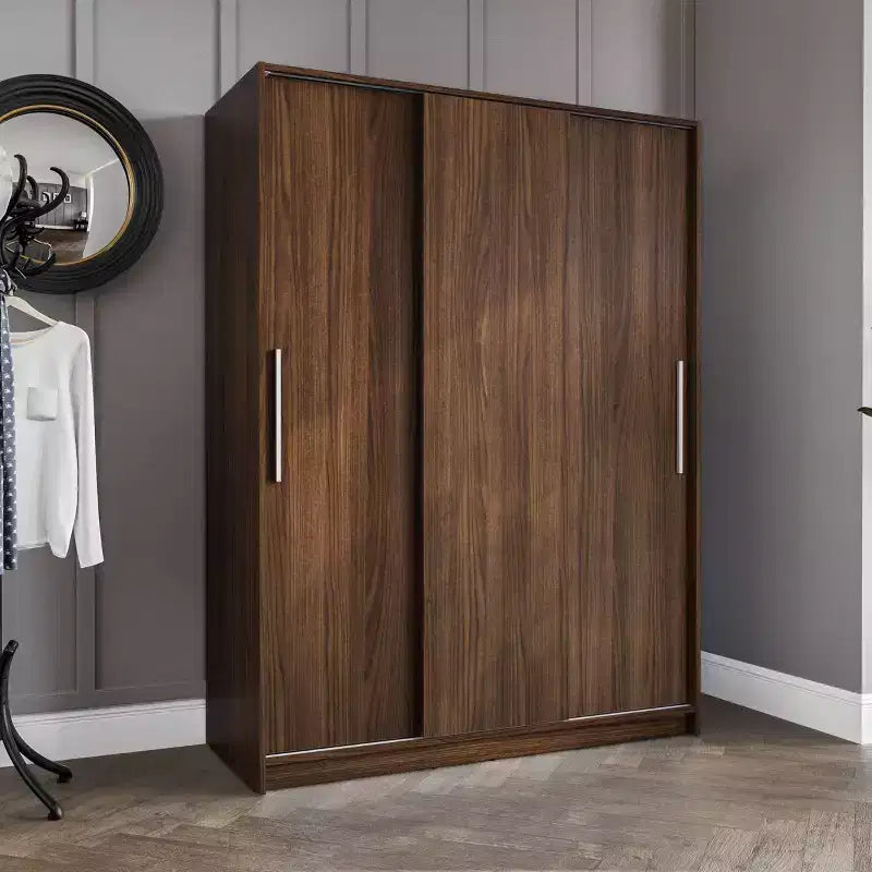 3 Sliding Doors Bedroom Clothing Armoire Wardrobe with Drawers & Shelves