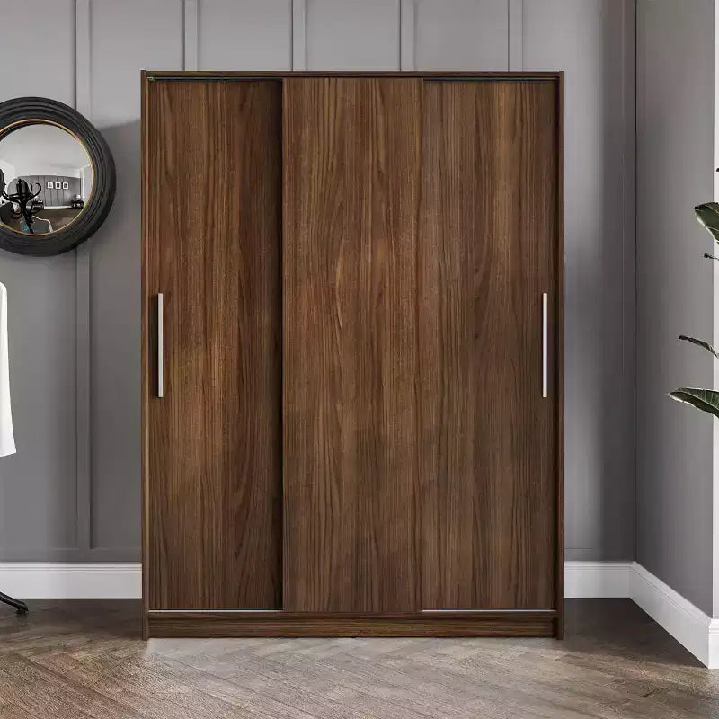 3 Sliding Doors Bedroom Clothing Armoire Wardrobe with Drawers & Shelves