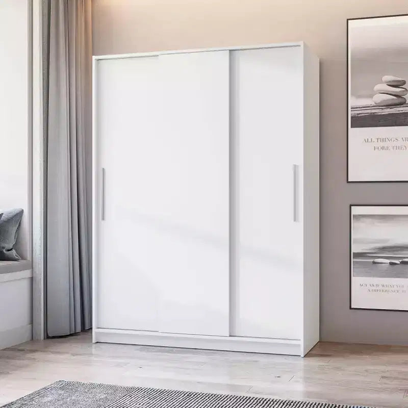 3 Sliding Doors Bedroom Clothing Armoire Wardrobe with Drawers & Shelves