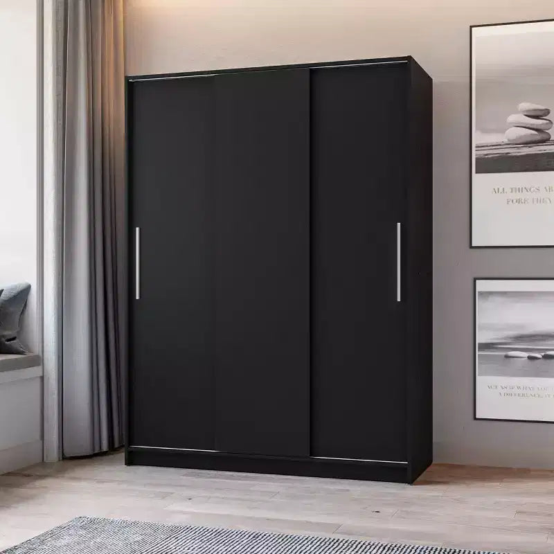3 Sliding Doors Bedroom Clothing Armoire Wardrobe with Drawers & Shelves