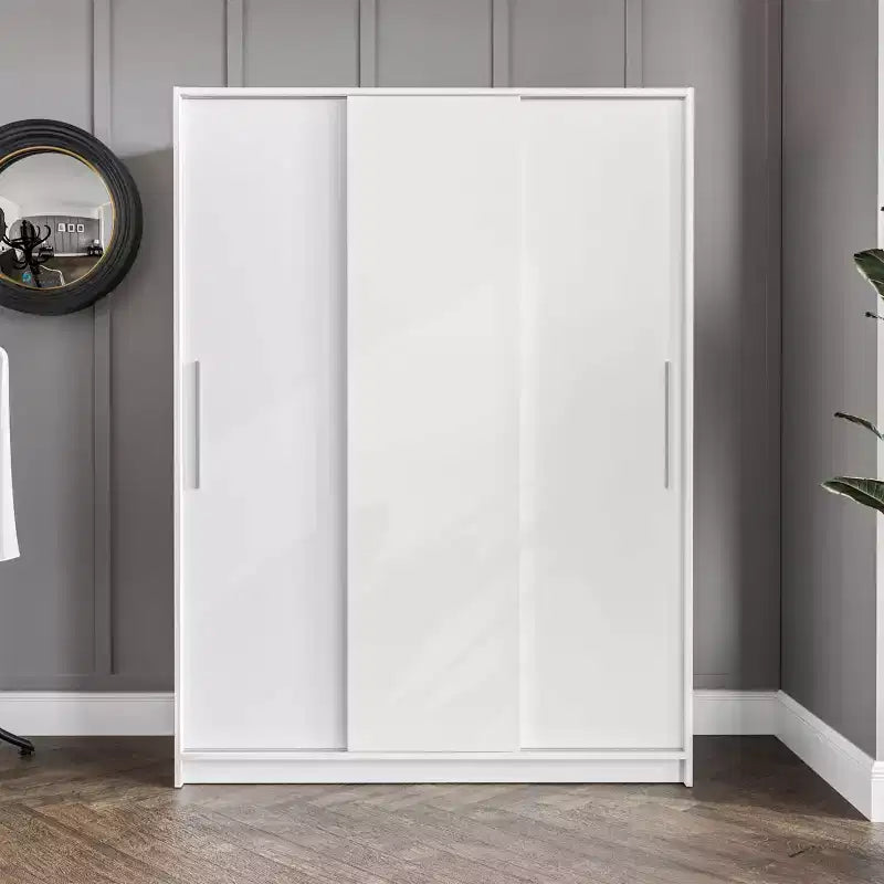 3 Sliding Doors Bedroom Clothing Armoire Wardrobe with Drawers & Shelves