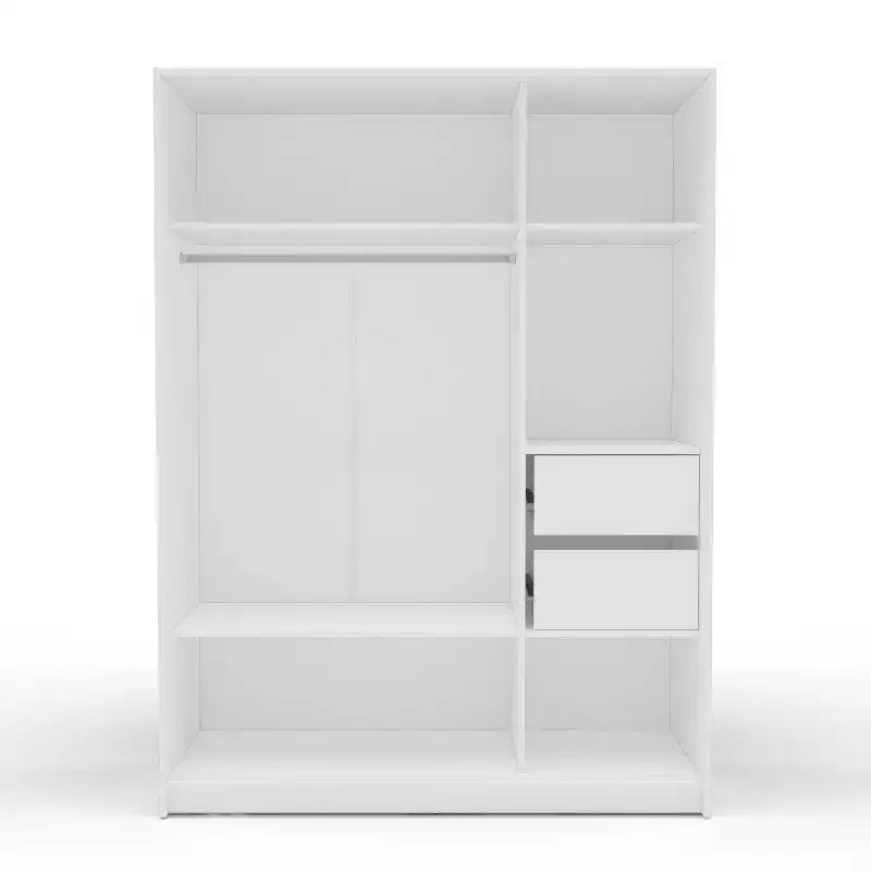 3 Sliding Doors Bedroom Clothing Armoire Wardrobe with Drawers & Shelves