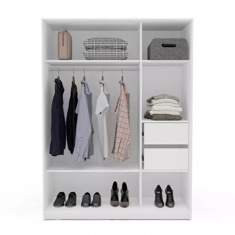 3 Sliding Doors Bedroom Clothing Armoire Wardrobe with Drawers & Shelves