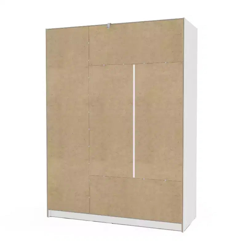3 Sliding Doors Bedroom Clothing Armoire Wardrobe with Drawers & Shelves