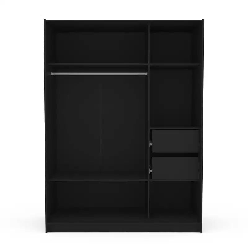 3 Sliding Doors Bedroom Clothing Armoire Wardrobe with Drawers & Shelves