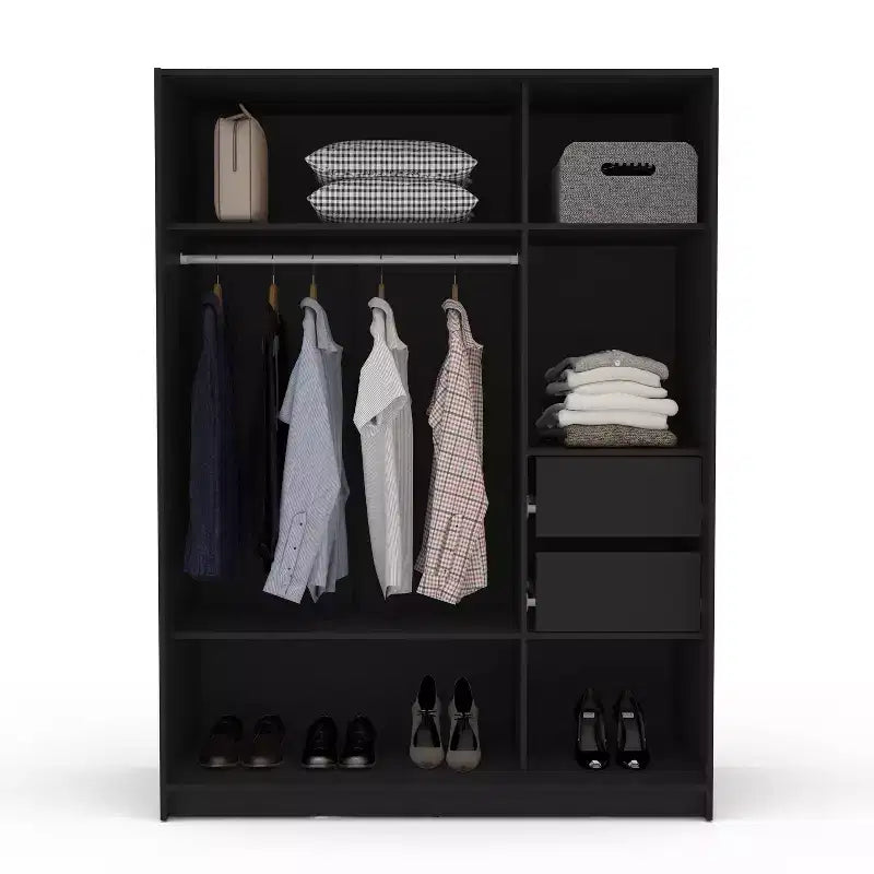 3 Sliding Doors Bedroom Clothing Armoire Wardrobe with Drawers & Shelves
